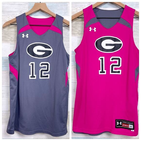 Georgia Bulldogs Under Armour Reversible Tank Top Gray Pink SEC Womens Small - Picture 1 of 11